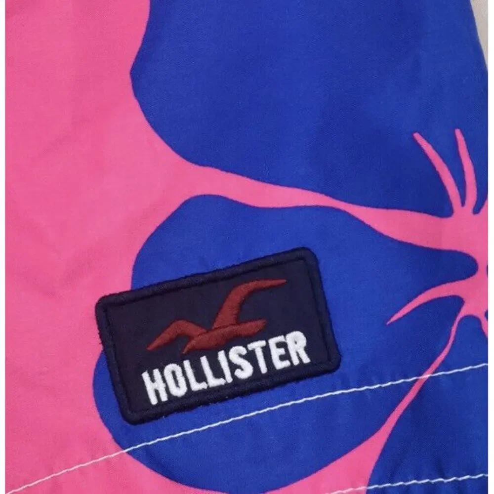 Hollister Board Shorts Mens Pink Blue Hawaiian Tropical Floral Swim Trunks Large